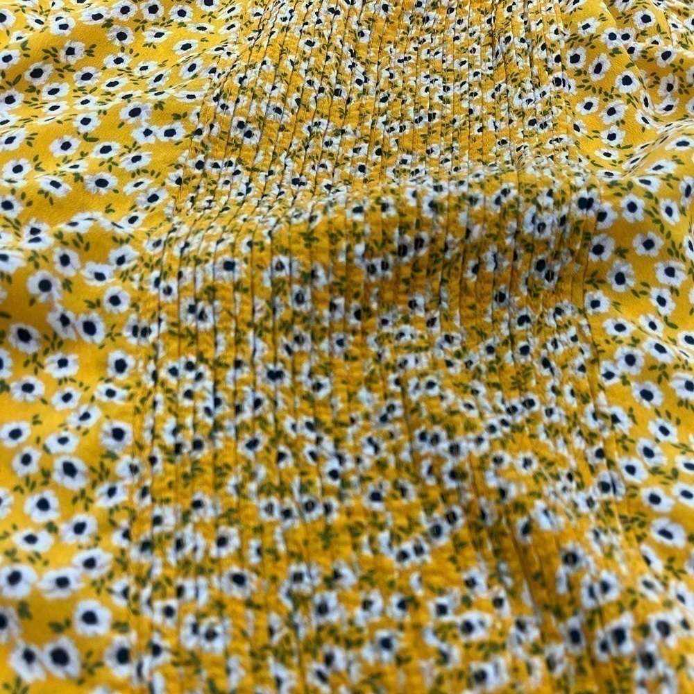 Zara ditsy floral pleated detail mustard yellow blouse size S - Picture 10 of 11